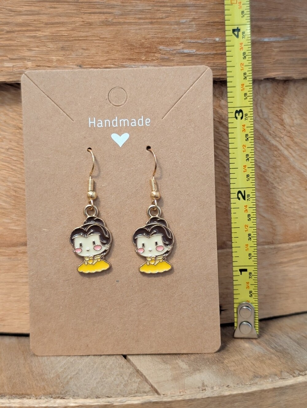 Disney's Beauty And The Beast Belle Enamel Metal Earrings NEW